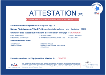 L’équipe médicale d’urologie accréditée par la HAS